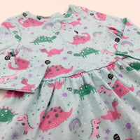 **NEW** 'Whoo Hoo' Dinosaur Colourful Blue Long Sleeve Top - Girls 6-9 Months