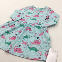 **NEW** 'Whoo Hoo' Dinosaur Colourful Blue Long Sleeve Top - Girls 6-9 Months