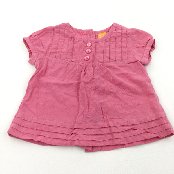 Textured Spots Pink Cotton Blouse - Girls 9-12 Months