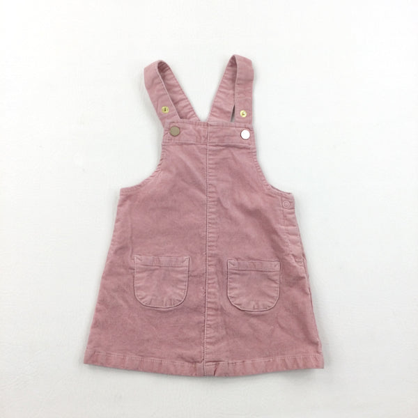 Suede Effect Pink Pinafore Dress - Girls 6-9 Months