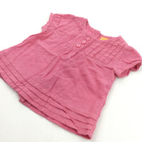 Textured Spots Pink Cotton Blouse - Girls 9-12 Months