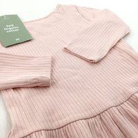**NEW** Ribbed Pink Long Sleeve Dress - Girls 6-9 Months