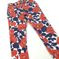 Flowers Blue & Red Super Skinny Jeans - Girls 12 Years