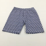 Patterned Navy, Blue & White Pyjamas Shorts - Girls 7-8 Years