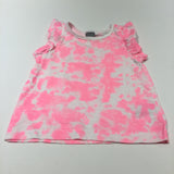 White & Pink Tie Dye Effect T-Shirt - Girls 9-12 Months