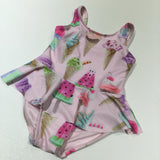 Ice Creams Pink Swimming Costume - Girls 18-24 Months