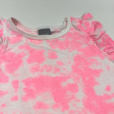 White & Pink Tie Dye Effect T-Shirt - Girls 9-12 Months