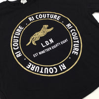 'RI Couture' Black Cropped T-Shirt - Girls 11-12 Years