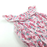 Flowers Pink Sleeveless Jersey Dress - Girls 9-12 Months
