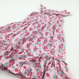 Flowers Pink Sleeveless Jersey Dress - Girls 9-12 Months