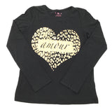 'Amour' Black Long Sleeve Top - Girls 11-12 Years