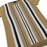 Brown, Black & White Stripe Jumper Dress - Girls 11-12 Years