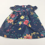 Flowers Red, Yellow & Navy Cotton Sun/Party Dress - Girls 2-3 Years
