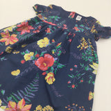 Flowers Red, Yellow & Navy Cotton Sun/Party Dress - Girls 2-3 Years