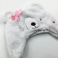 Bear Fluffy Hat with Ears - Girls 12-18 Months