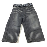 Stonewashed Black Jeans with Skulls Fabric Belt & Adjustable Waistband - Boys 12-18 Months