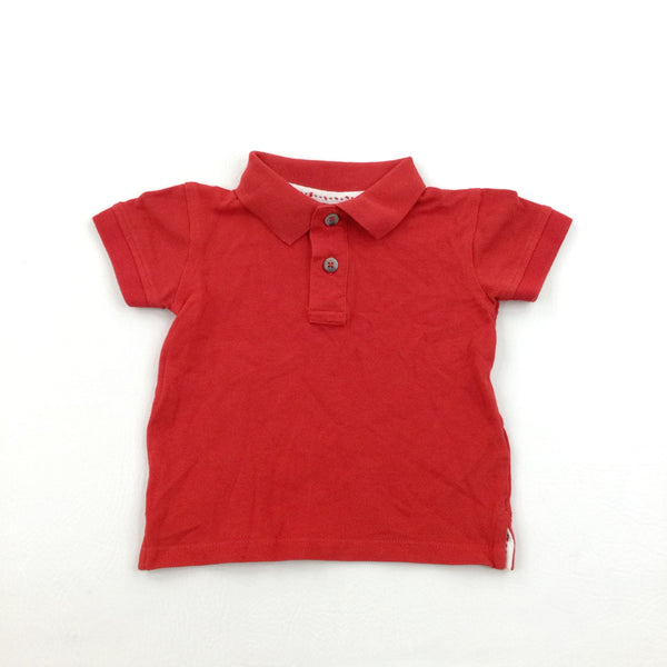 Red Cotton Polo Shirt - Boys 9-12 Months