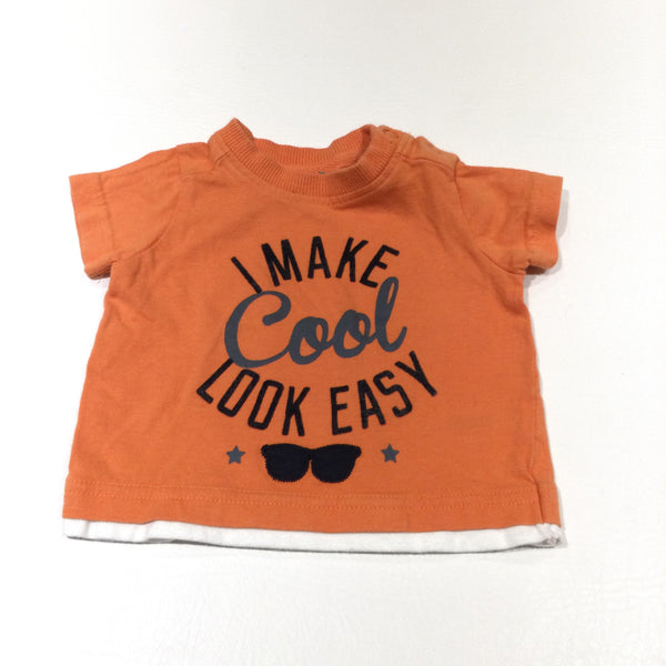 'I Make Cool Look Easy' Appliqued Orange T-Shirt - Boys 0-3 Months