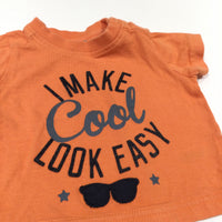 'I Make Cool Look Easy' Appliqued Orange T-Shirt - Boys 0-3 Months