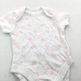 Roses Pink & White Short Sleeve Bodysuit - Girls Newborn