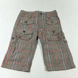 Orange, Beige, Pink & Grey Checked Cotton Cargo Trousers - Boys/Girls 3-6 Months