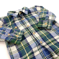 Checked Green & Blue Long Sleeve Shirt - Boys 6-12 Months