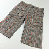 Orange, Beige, Pink & Grey Checked Cotton Cargo Trousers - Boys/Girls 3-6 Months