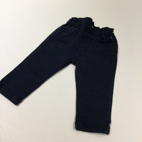 Navy Cotton Twill Trousers with Adjustable Waistband - Boys 3-6 Months