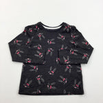 Bunnies Charcoal & Pink Long Sleeve Top - Girls 9-12 Months