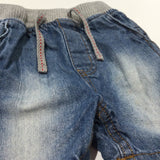 Mid Blue Denim Pull On Shorts - Boys 12-18 Months