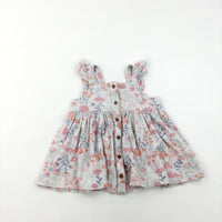 Colourful Flowers Grey Dress - Girls 9-12 Months