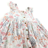 Colourful Flowers Grey Dress - Girls 9-12 Months