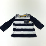 Navy & White Striped Long Sleeve Top - Boys 0-3 Months