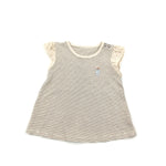 Embroidered Flower Striped Beige & Black T-shirt - Girls 9-12 Months