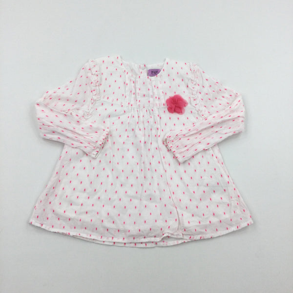Pink Spotty White Blouse - Girls 3-4 Years