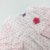 Pink Spotty White Blouse - Girls 3-4 Years