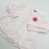 Pink Spotty White Blouse - Girls 3-4 Years