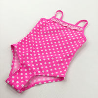 Spotty Neon Pink Swimming Costume - Girls 18-24 Months