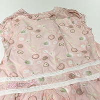 Spots & Circles Pink, White & Green Cotton Dress - Girls 0-3 Months