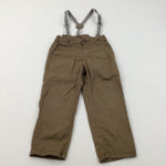 Brown Midweight Cotton Trousers with Detachable Braces - Boys 2-3 Years