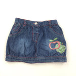 Apples Applique Denim Skirt - Girls 18-24 Months