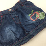 Apples Applique Denim Skirt - Girls 18-24 Months