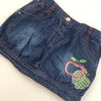 Apples Applique Denim Skirt - Girls 18-24 Months