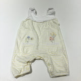 Flowers & Bees Embroidered Yellow & White Jersey Dungarees - Girls Newborn