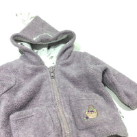'Lottie Goes Blackberry Picking' Humphrey's Corner Appliqued Lilac Fleece Coat with Hood - Girls Newborn