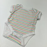 Striped Colourful White Short Sleeve Bodysuit - Girls Newborn