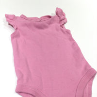 Pink Short Sleeve Bodysuit with Frilly Sleeves - Girls 0-3 Months