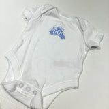 'Ready Steady Go' Car White & Blue Short Sleeve Bodysuit - Boys Newborn