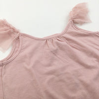 Peach Vest Top with Net Sleeves - Girls 8-9 Years