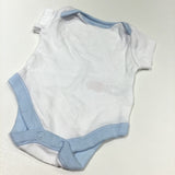White & Blue Short Sleeve Bodysuit - Boys Newborn